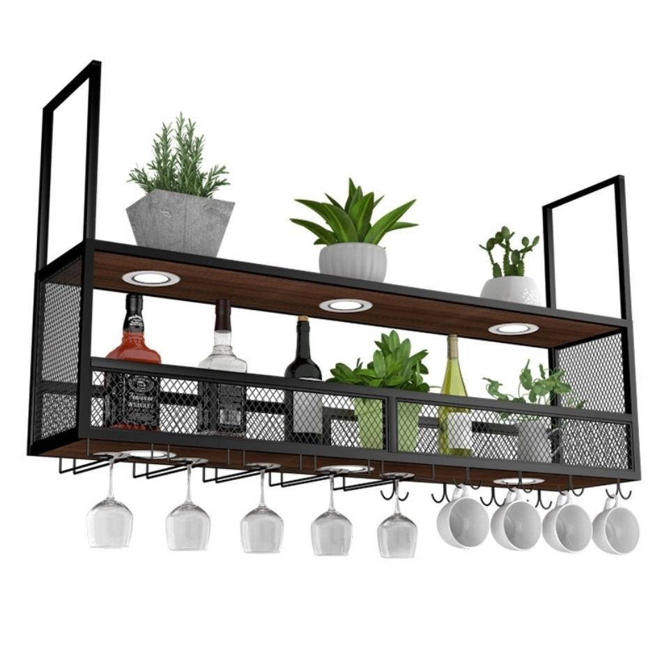 铁艺酒架吧台吊架倒挂酒杯架悬挂式酒柜吊挂置物架酒吧装饰收纳架