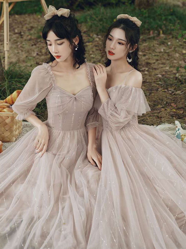 伴娘服仙气质2021年新款秋显瘦遮肉姐妹裙伴娘团闺蜜晚礼服裙长款