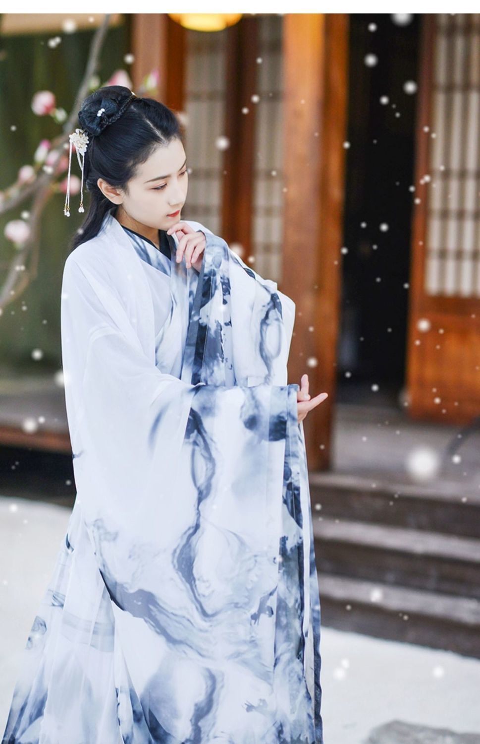 汉服魏晋风男女交领齐腰襦裙大袖衫相思引水墨广袖情侣古装秋冬季