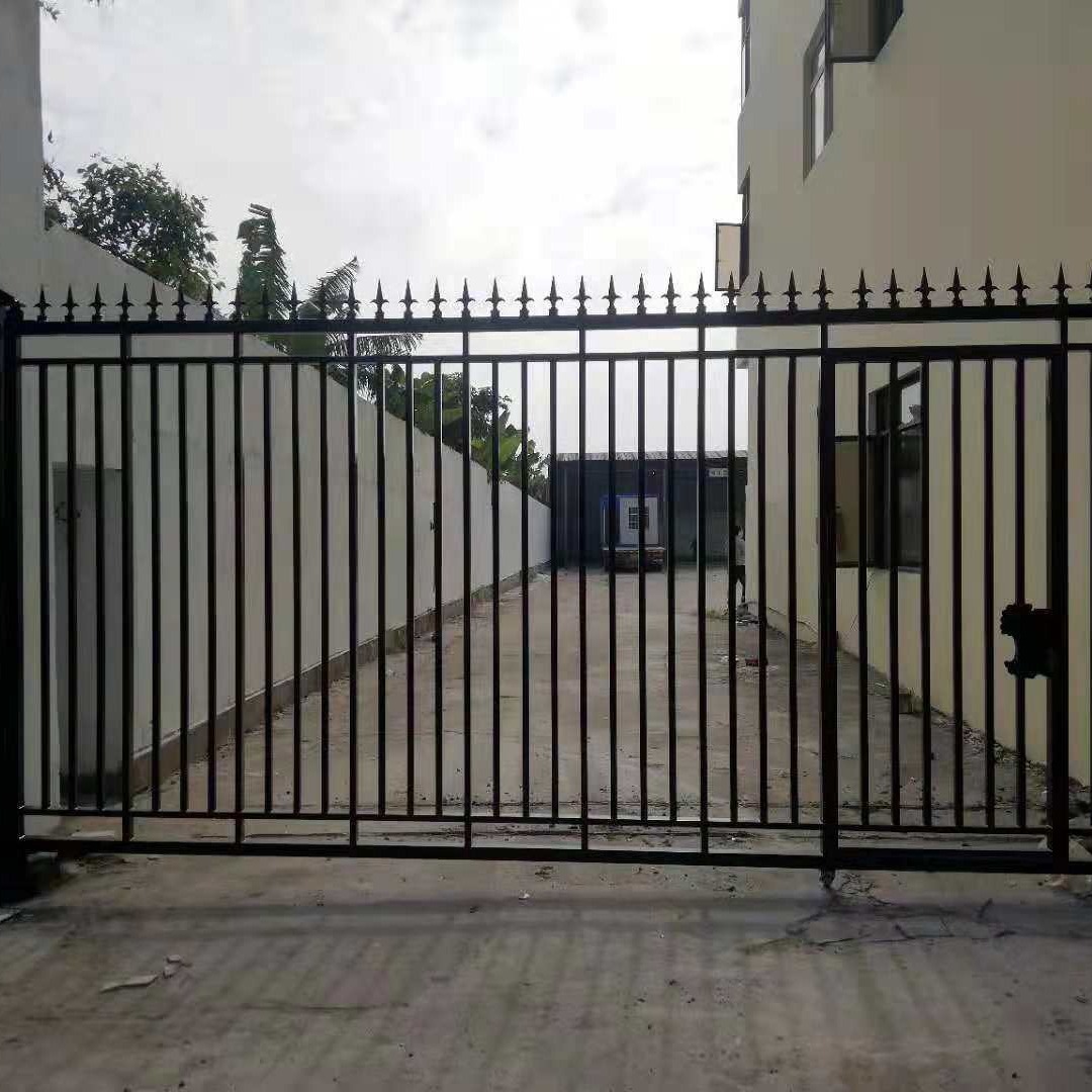 私人定做烤漆铁艺大门欧式庭院门热镀锌双开手动实惠简易铁艺大门