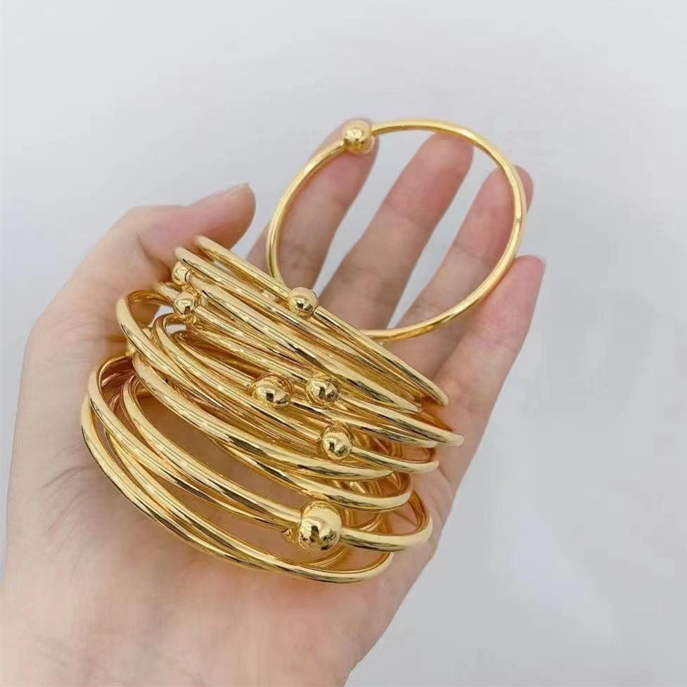 足金999转运珠黄金手环 24k纯黄金diy万花筒手镯开口古法纯金镯子