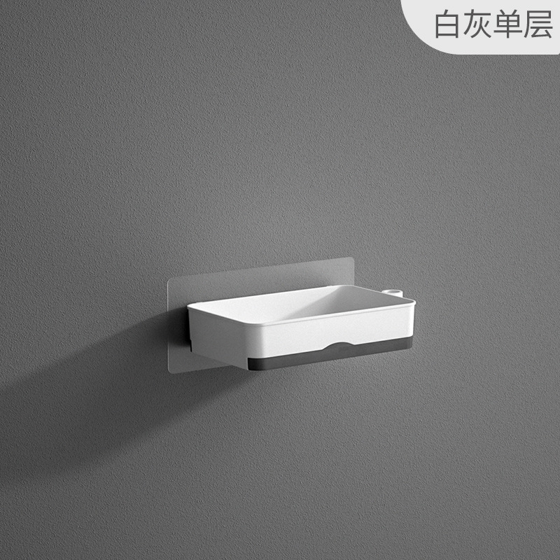 Creative Wall-Mounted Punch-Free Rotating Toilet Home Bathroom Double Layer Drain Soap Box Processable Customization