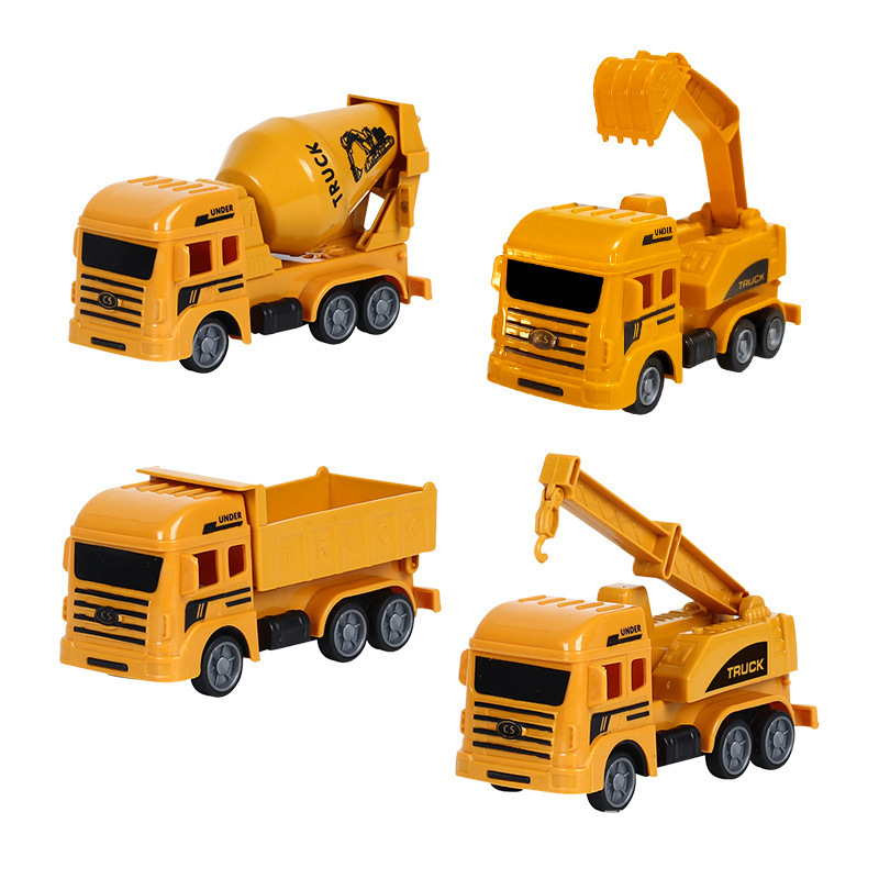 Wholesale Engineering Vehicle Fire Truck Model Inertia Pull Back Car Set Excavator Bulldozer Boy Toy Stall