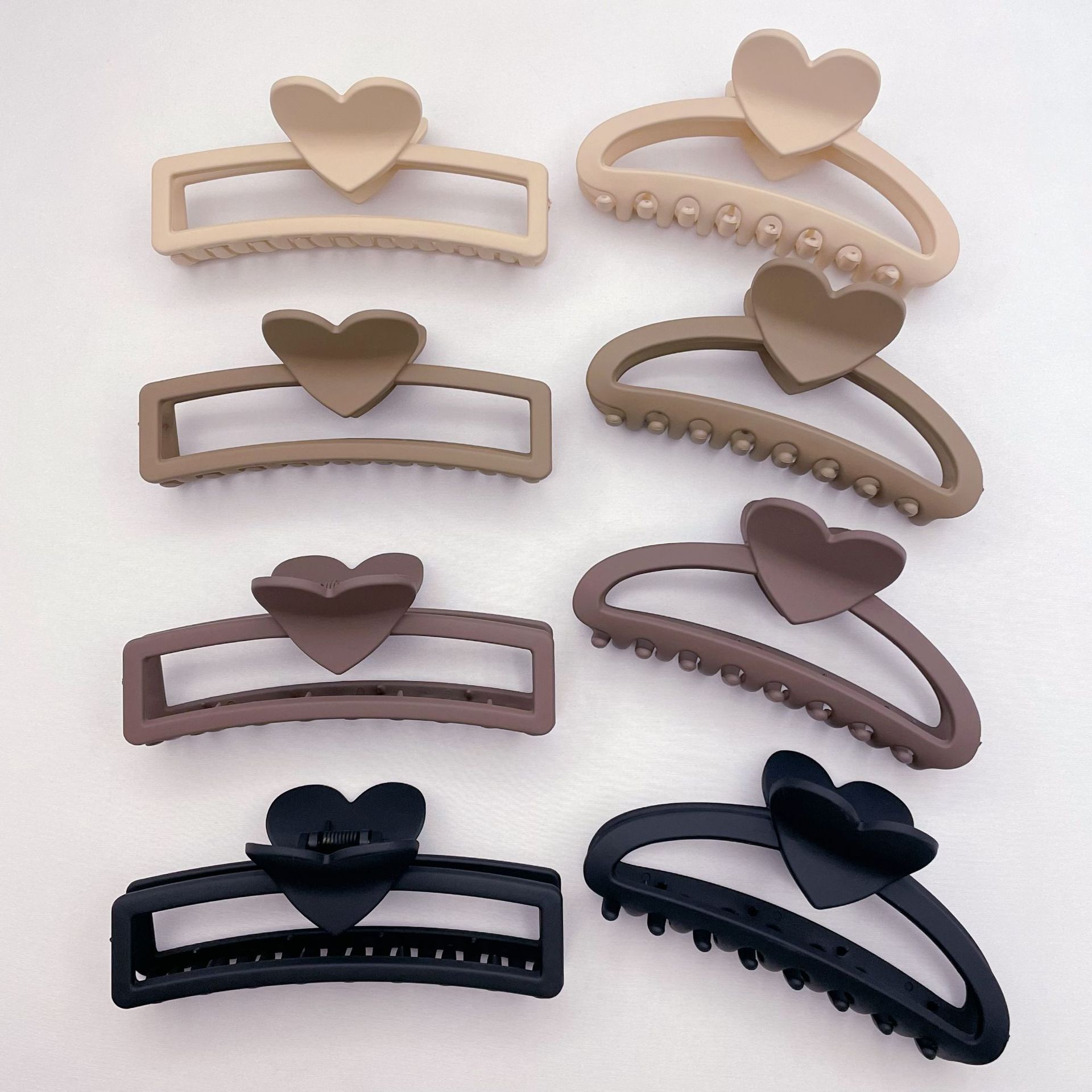 Cross-Border Frosted Love Square Crescent Grip Back Head High Ponytail Shark Clip Barrettes Female Hair Accessories Wholesale