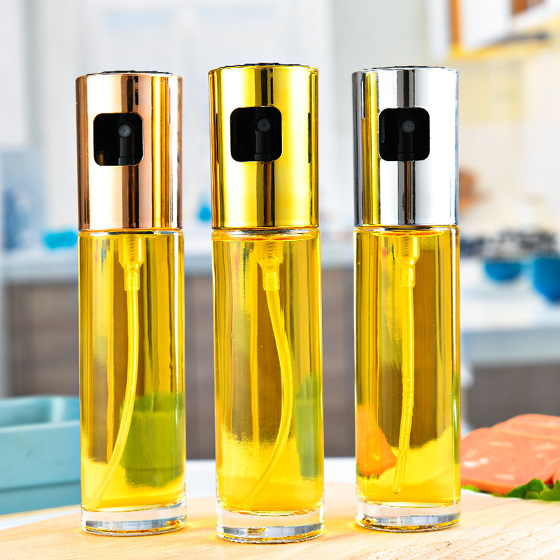 Glass Oil Dispenser Olive Oil Sprinkling Can Air Fryer Fuel Injector Kitchen Barbecue Press Spray Oil Dispenser