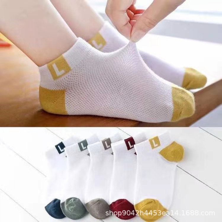 Children's Socks Spring and Summer Thin Breathable Mesh Stockings Boys and Girls Cartoon Baby Summer Cotton Socks Tube Socks Wholesale