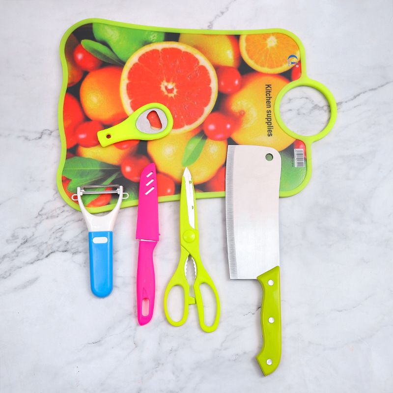 Cutting Board 5529-6pc Knife Six-Piece Set Paring Knife Fruit Knife Kitchen Knife Scissors Household Plastic Vegetable-Cutting Board Set