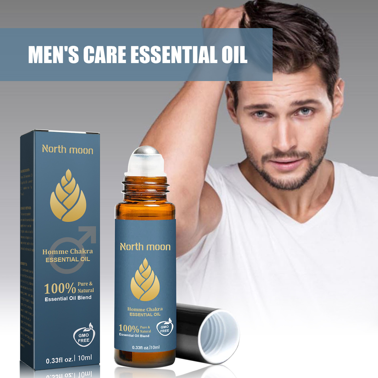 North Moon Men's Care Essential Oil Men's Body Care Essential Oil Temple Massage Care Essential Oil