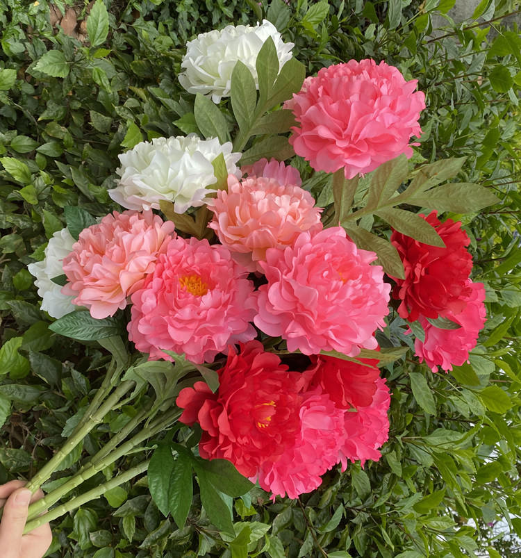 假花批发仿真花牡丹花花开富贵花塑料花客厅4头牡丹花仿真花批发