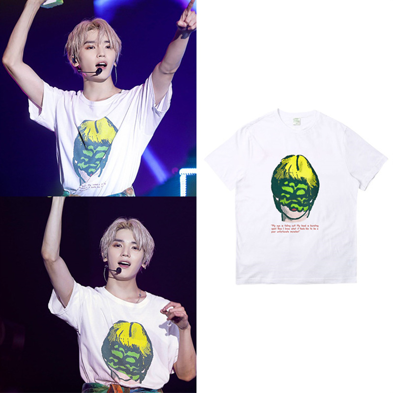 nct127一粒七李泰容舞台打歌衣服同款短袖t恤印花打底衫男女上衣