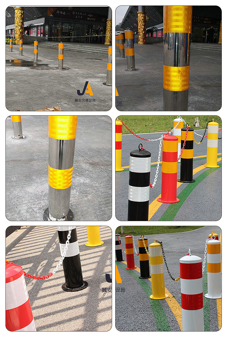 小区反光防撞柱 钢管隔离柱 隔离桩警示柱 警示桩 隔离防护警示柱