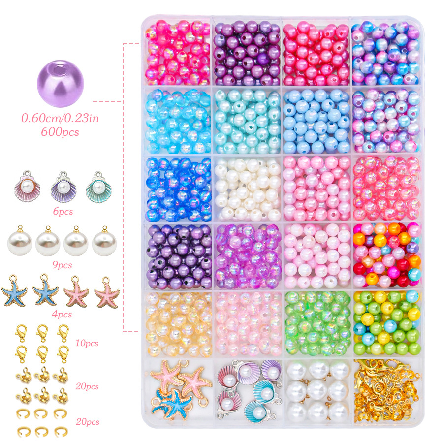 2 Boxed 48 Grid Acrylic round Beads Diy Beaded Bracelet/Necklace Ornament Kit Accessories Factory Wholesale and Direct Sales