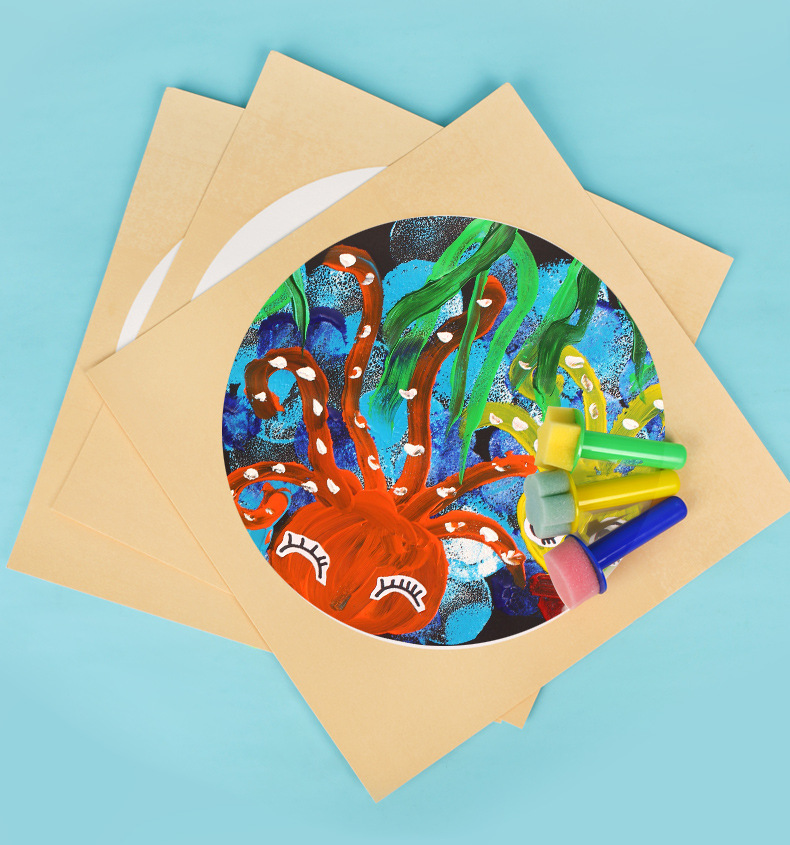 宣青儿童画卡纸生宣镜面软卡圆白仿古10张培训机构材料包加厚卡纸