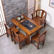 zkq老船木茶桌椅组合复古茶桌实木茶艺桌家具中式功夫茶几泡茶台