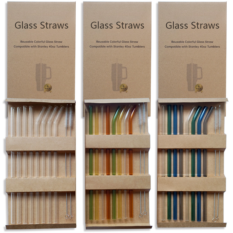 Vacuum Cup Matching Amazon Borosilicate Glass Straw Set Summer Glass Straw