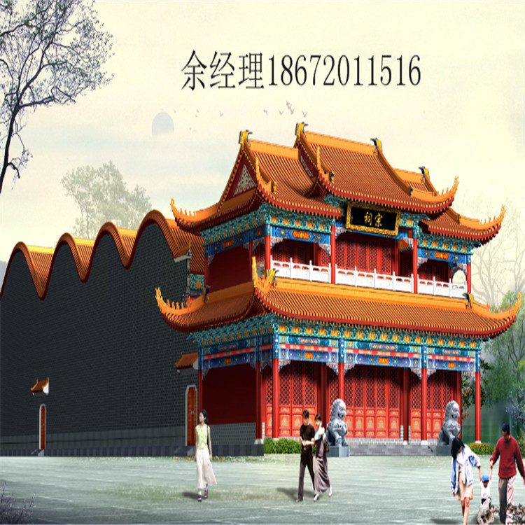 寺庙效果图 寺院设计图 庙宇施工图 大殿平面图