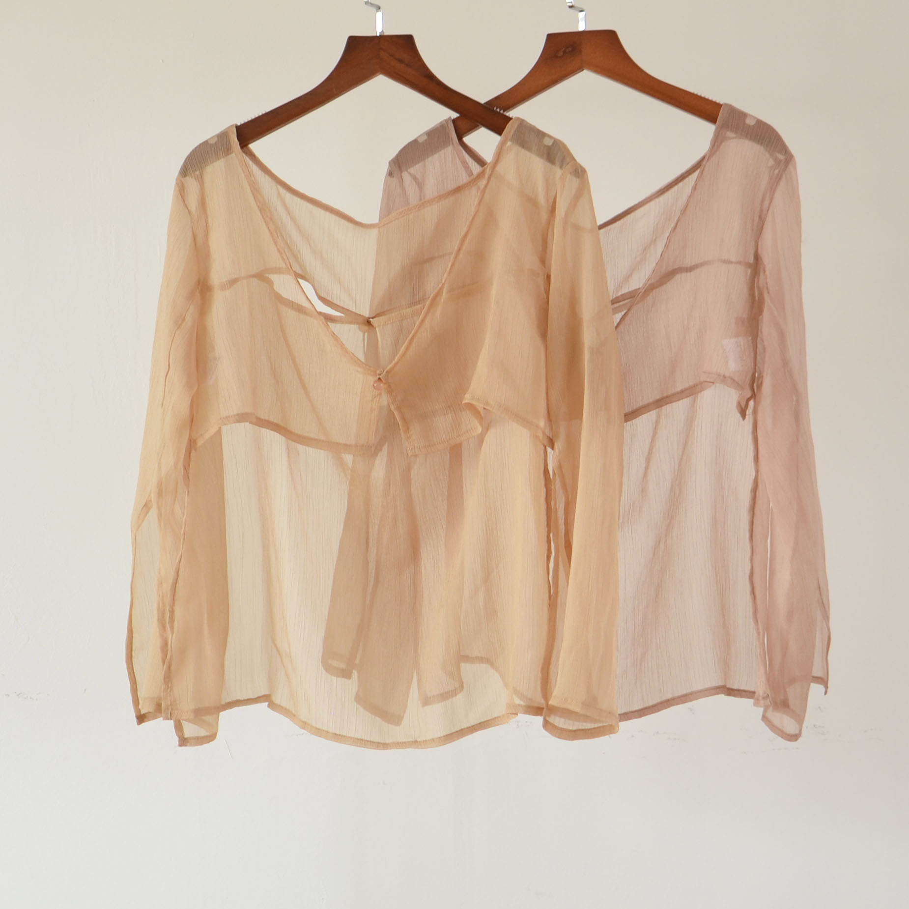 枫之缘2022新款月笼纱莲子杏短开衫气质复古春秋夏纱衣舞蹈服