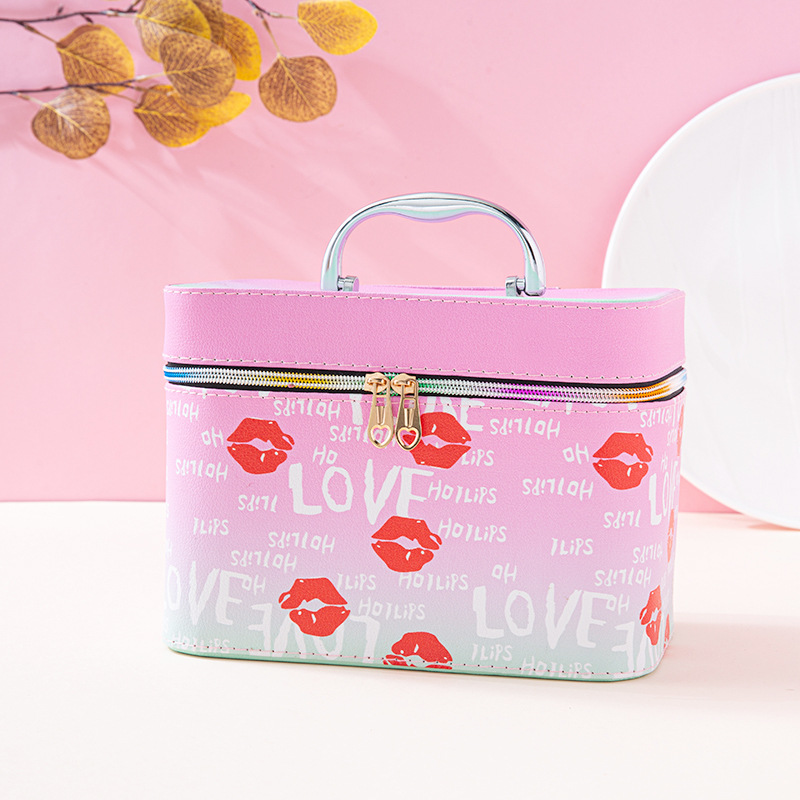 Leather Cosmetic Case Three-Piece Cosmetic Bag Large Capacity Portable Cosmetic Case Portable Travel Cosmetic Storage Box