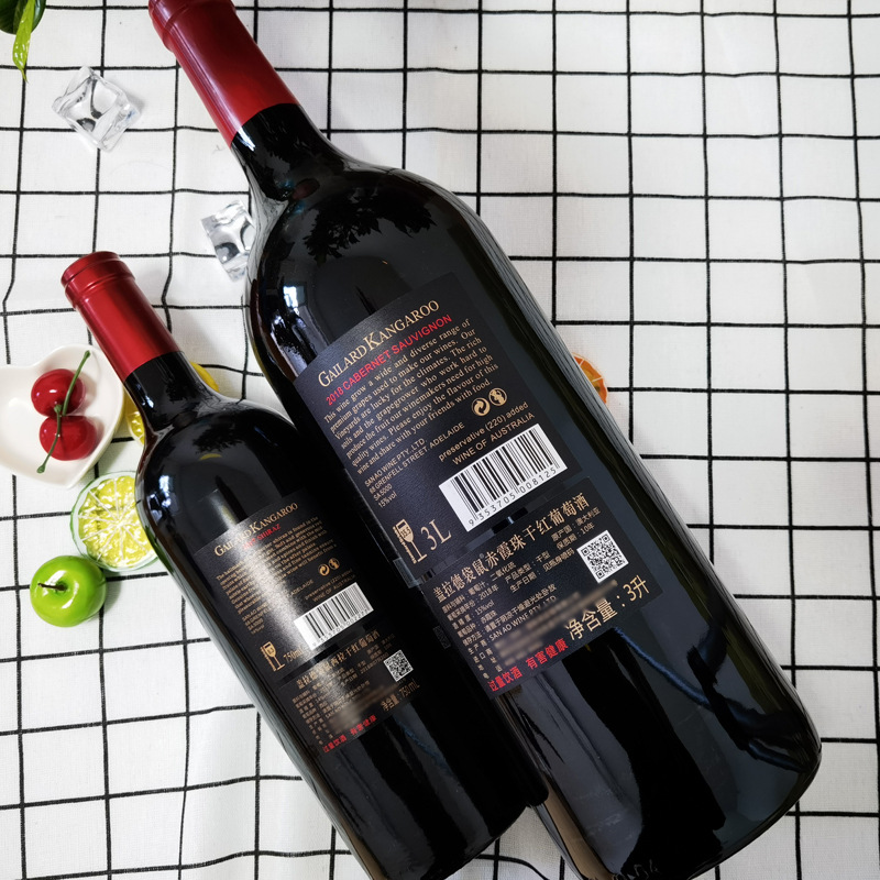 3l澳洲6斤装大袋鼠红酒15度赤霞珠干红葡萄酒招商加盟一件代发