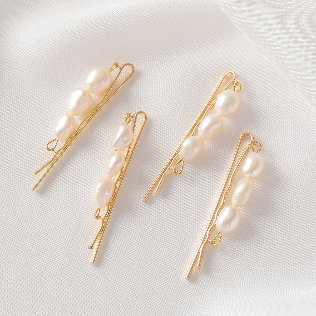 复古风简约珍珠一字夹高级感珍珠发夹发饰女百搭文艺手工发夹边夹