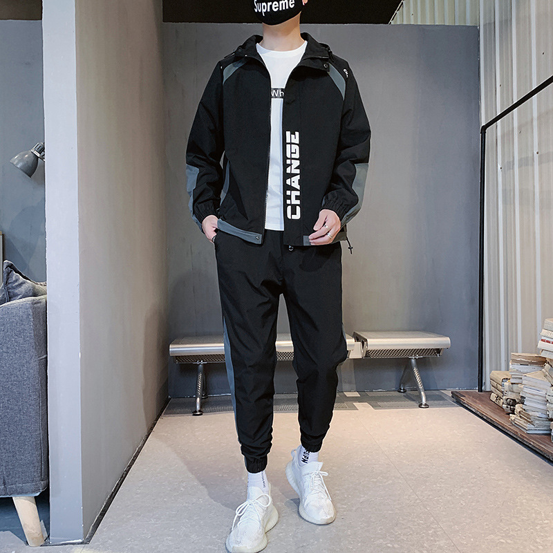 工装夹克男士套装2022春秋季潮流搭配帅气一套潮牌休闲衣服外套男