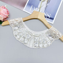 厂家直销跨境专供DIY创意假领子女装春夏新款珠子珠片绣水晶领花