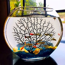 扁形椭圆形客厅玄关金鱼缸创意热带鱼桌面迷你小型玻璃斗鱼缸施