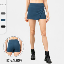 运动健身瑜伽裙裤女LULU同款带标夏季紧身提臀假两件健身跑步短裤