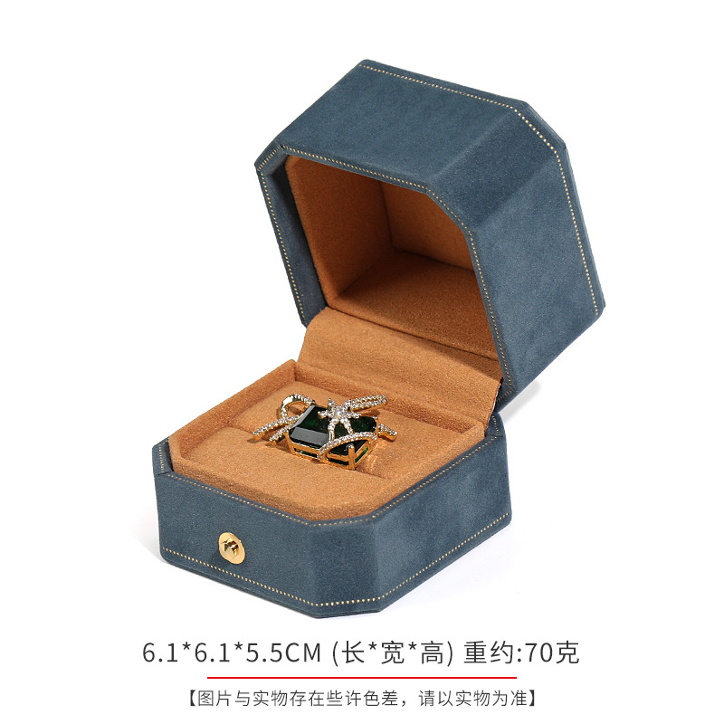 High-End Octagonal Jewelry Box Flannel Jewelry Packing Box Jewelry Box Rings Pendants Bracelet Box Ring Box