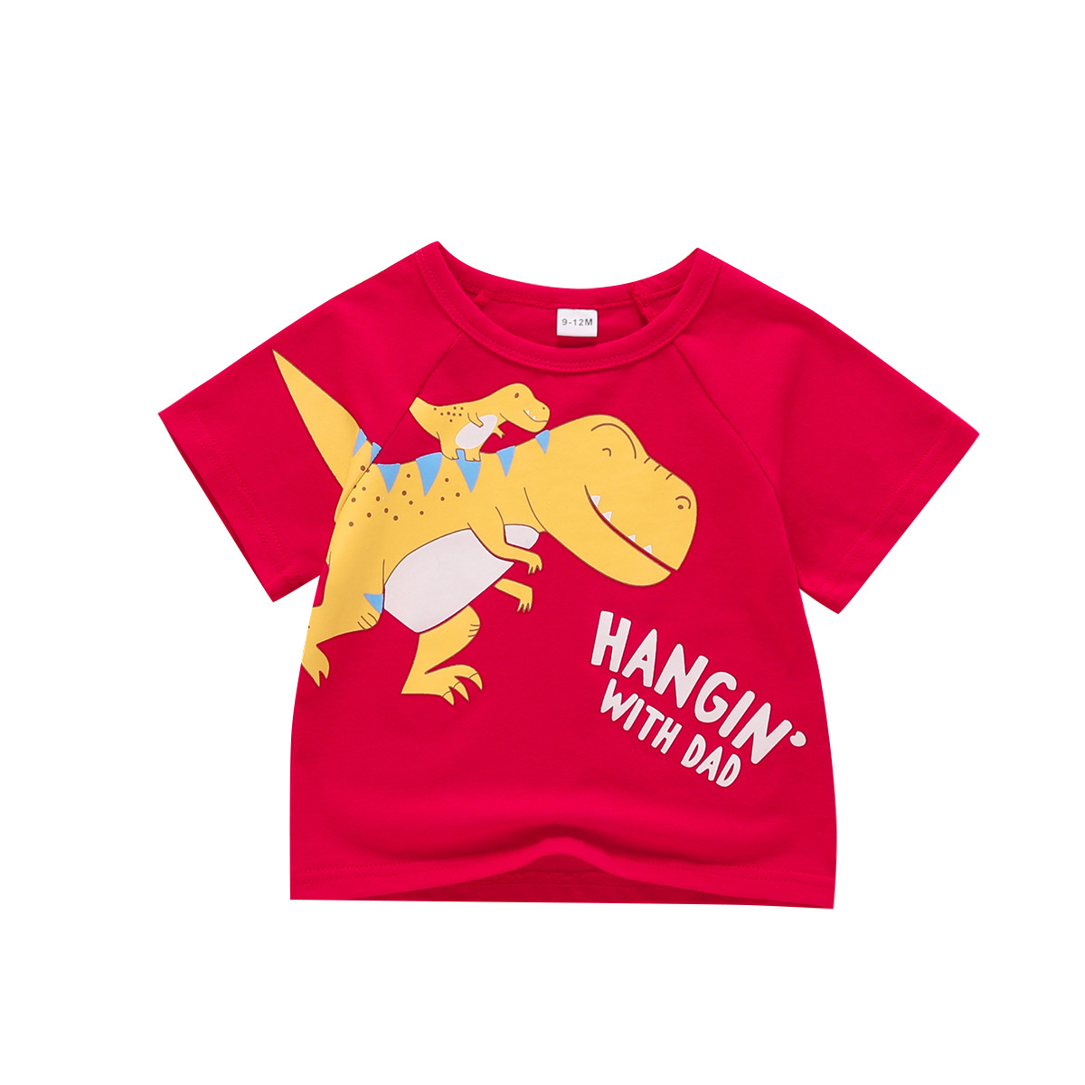 外贸童装批发 男女童夏季新款短袖字母恐龙t恤 卡通上衣 一件代发