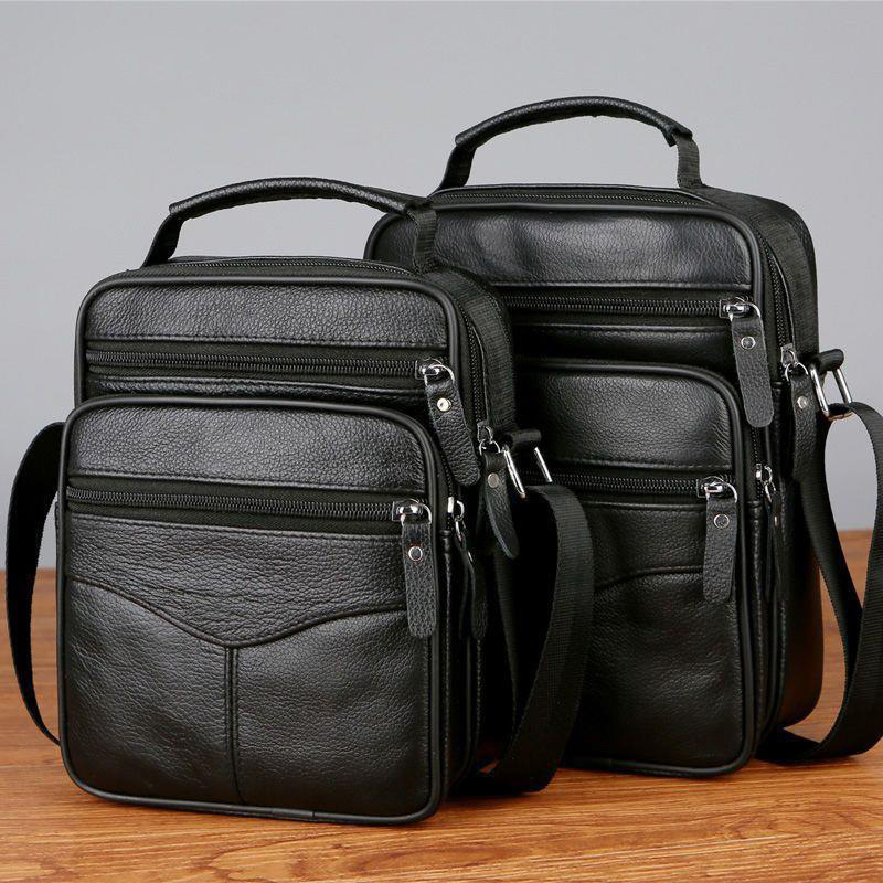 时尚商务大容量小巧轻便多层男士斜挎包户外旅行旅游老人单肩皮包