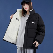 两面穿加厚加绒派克服棉衣女短款2025冬季羽绒棉服新款面包服外套