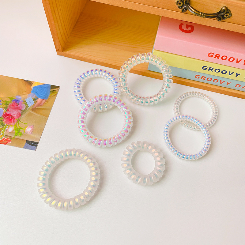 Korean Fish Mermaid Magic Color Phone Line Hair Ring Does Not Hurt Hair Laser Hair Rope Seamless Telephone Line Hairtie Rubber Band