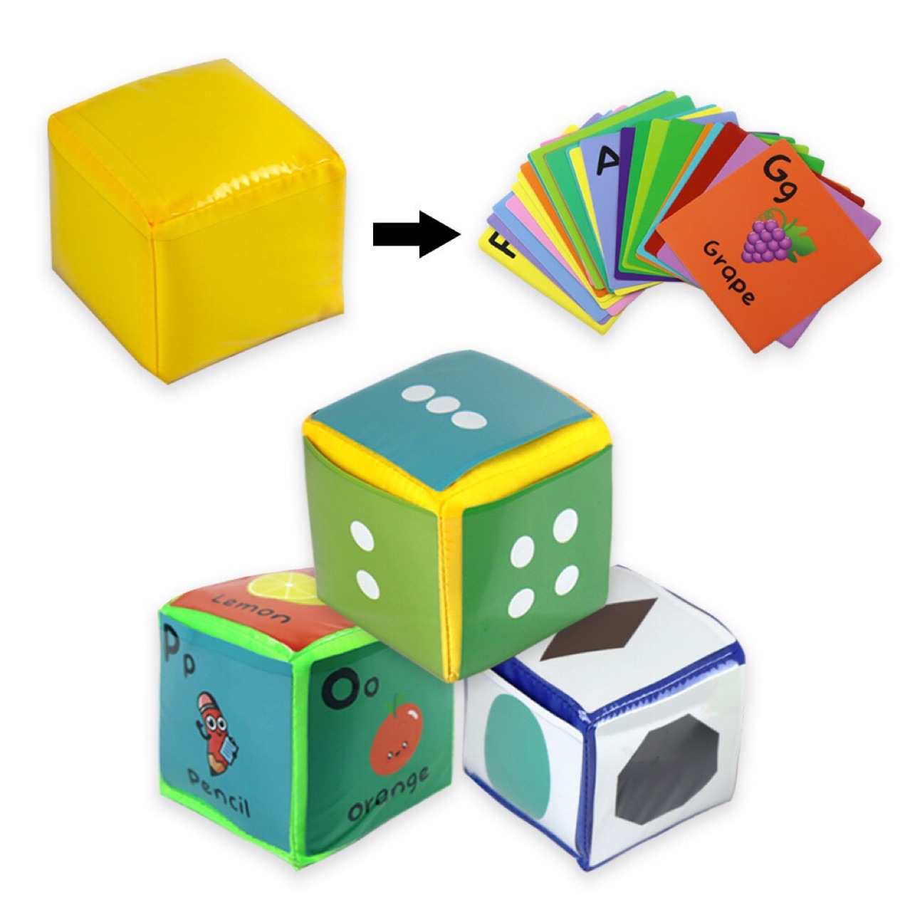 儿童插卡玩具骰子色子方块游戏幼儿园活动3个装