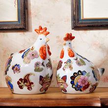 美式陶瓷鸡酒柜摆件创意动物家居客厅玄关装饰工艺品结婚礼物