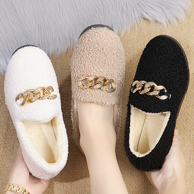 2023 Winter New Cotton Gommino Loafers Women's Warm Postpartum Confinement Shoes Soft-Soled Furry Shoes One Piece Dropshipping