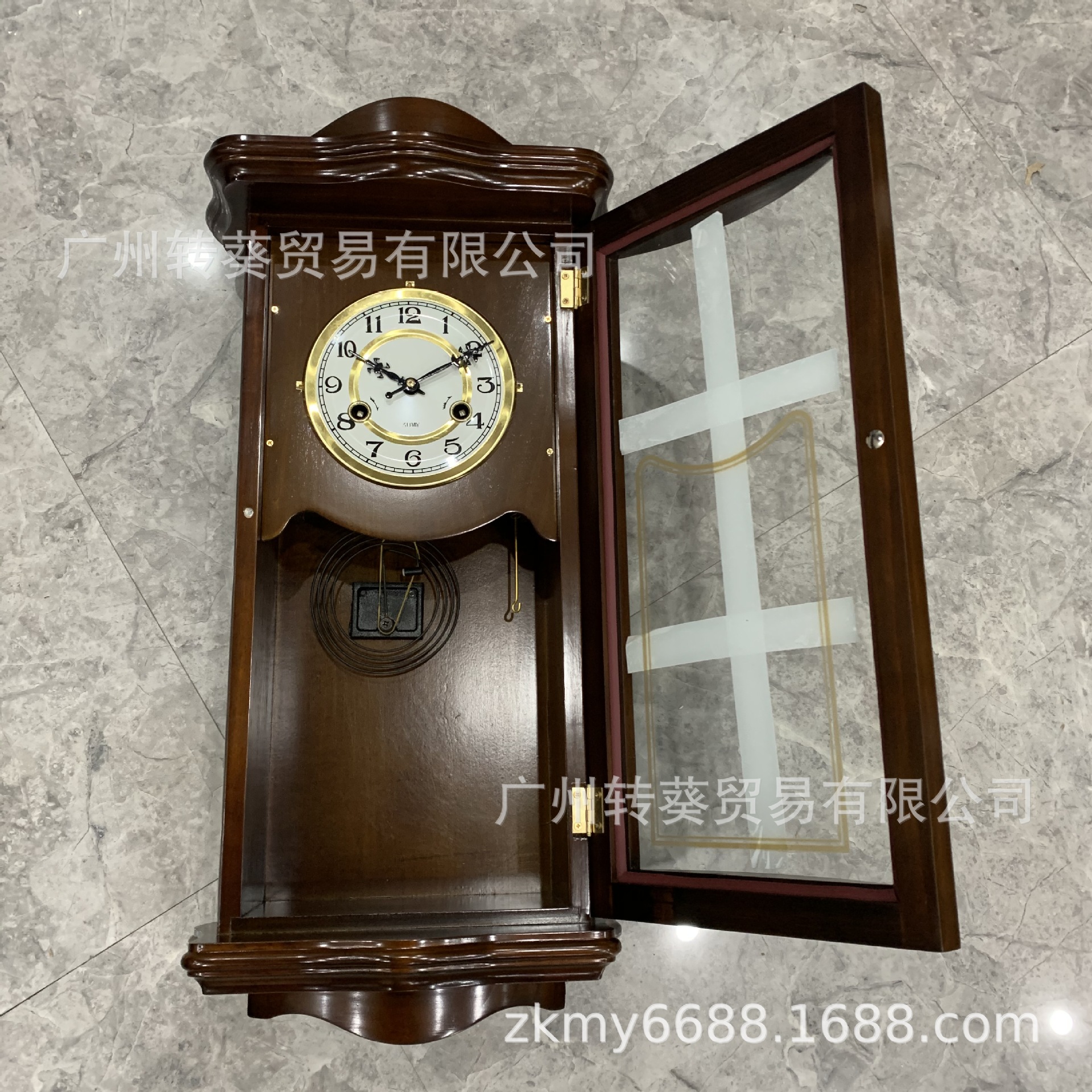 欧式客厅老式实木摇摆发条机械挂钟复古客厅墙钟壁钟美式时钟