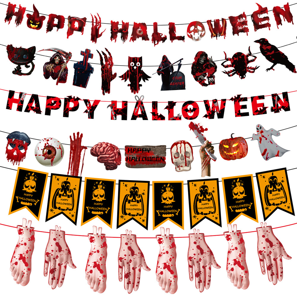 Halloween Hanging Flag Haunted House Horror Decoration Home Wansheng Letter Colorful Flags Hanging Flag Decoration