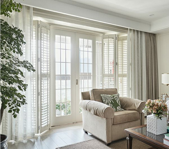 欧式实木百叶窗帘阳台百叶隔断门折叠门免打孔全国测量