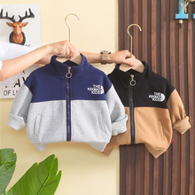 婴儿衣服秋季新款可爱休闲长袖字母拼接立领外套1一2周岁男童宝宝