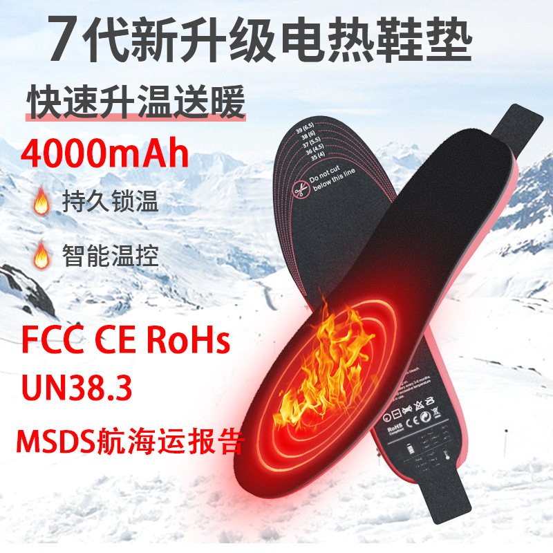 Cross-Border Warmed Insole Charging Walking Winter Outdoors Protection Feet Warmer Men and Women with Three-Gear Wireless Temperature Adjustment