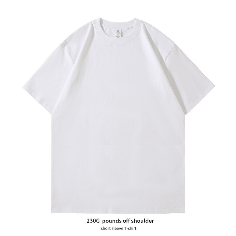 230G Heavy Pure Cotton Short-Sleeve T-shirt Women's round Neck Loose White Cotton Bottoming Shirt T-shirt Summer Ins Wholesale