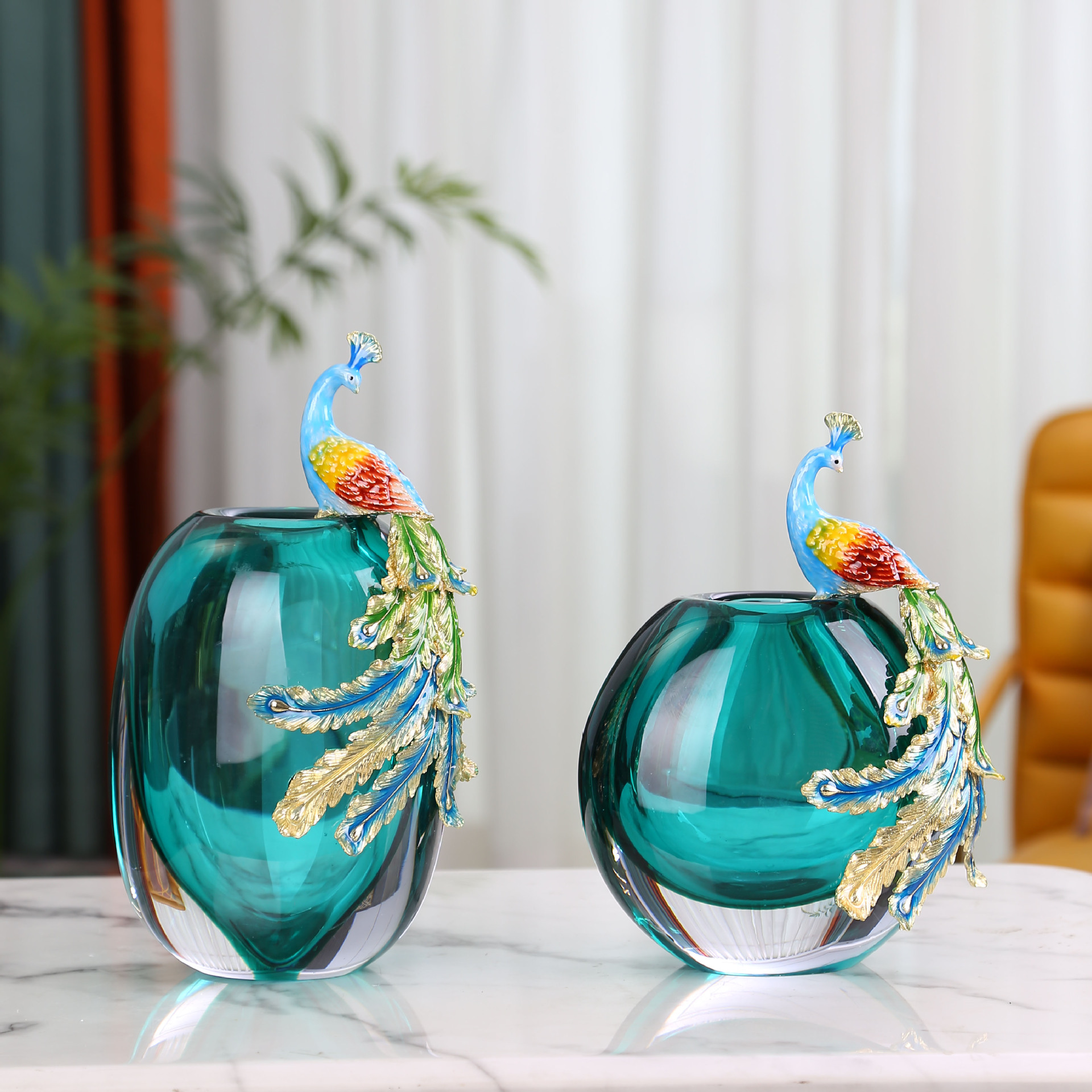 Enamel Colored Glaze Vase Decoration Crafts Living Room Entrance Cabinet Living Room Modern Wine Cabinet TV Cabinet High-End Decoration