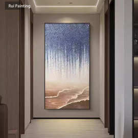 星辰大海纯手绘挂画新年玄关装饰画大芬村高级感油画立体肌理画