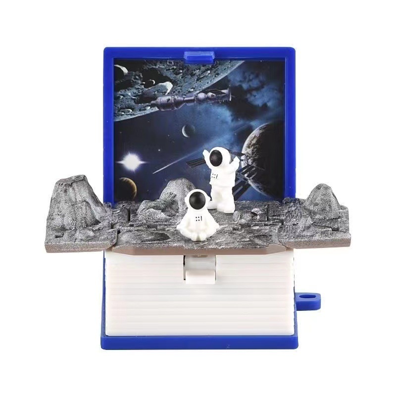 3D Dinosaur Folding Pop-up Book Mini Keychain Outer Space Astronauts Educational Castle Decompression Creative Toys