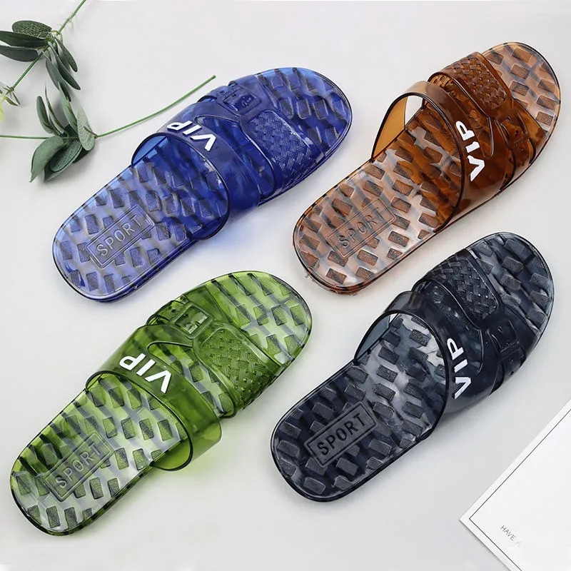 New Crystal Slippers Men's Summer Home Indoor Non-Slip Slipper Hotel Bathroom Plastic Slippers Wholesale