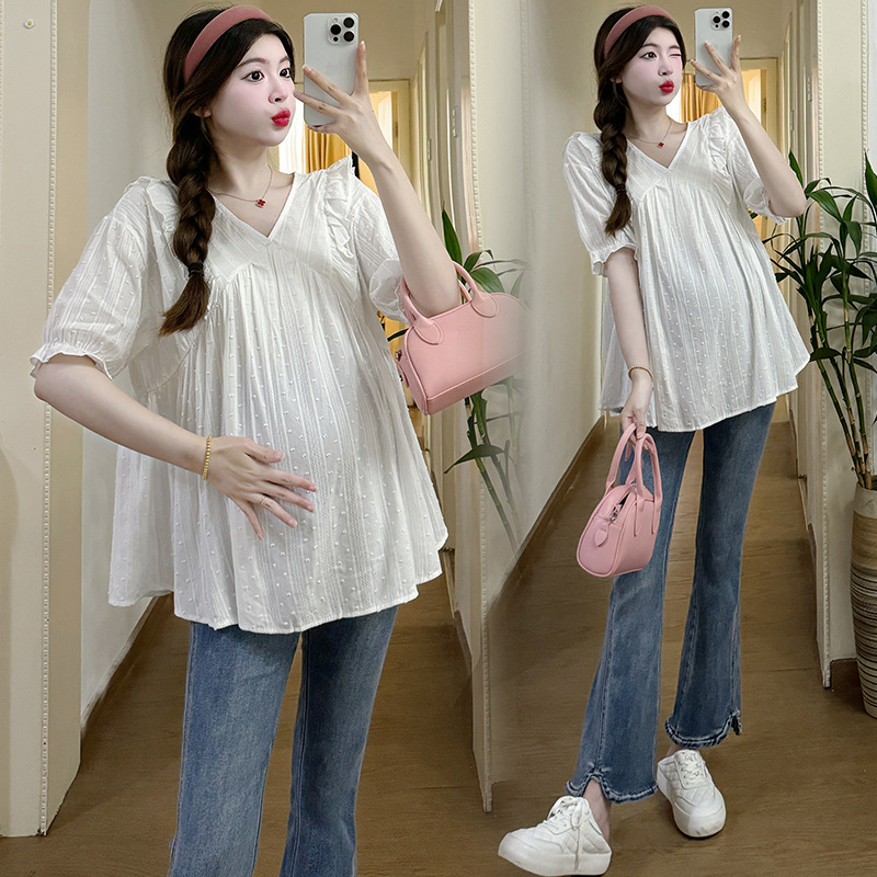 2024孕妇装春款时尚棉衬衫宽松休闲上衣-阿里巴巴