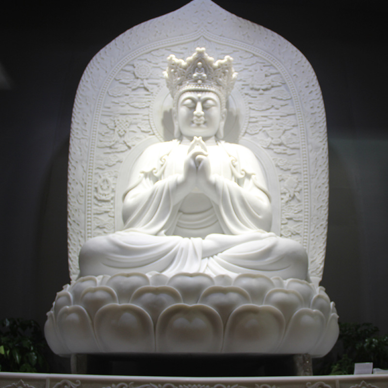 供应汉白玉佛像观音寺庙汉白玉石雕观音佛像工厂石雕观音佛像雕塑