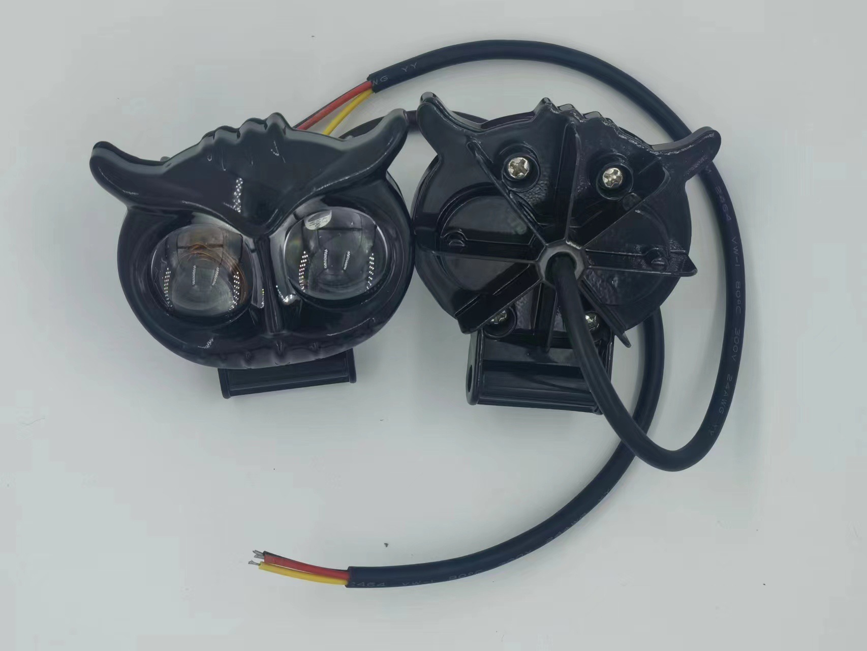 猫头鹰电动车灯超亮led强光摩托射灯外置改装切线激光灯透镜大灯