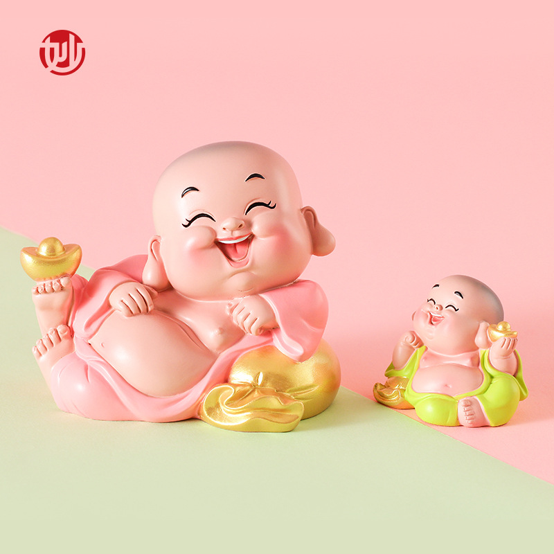 批发弥勒佛摆件可爱系笑佛办公桌轻奢家居酒柜装饰品小和尚